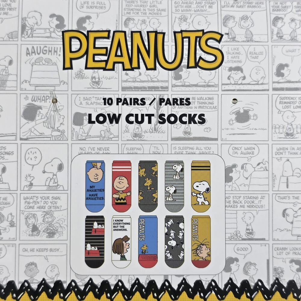 PEANUTS Women's 10 Pair Pack Low Cut Socks Shoe Size 4-10 New Snoopy - Picture 7 of 10